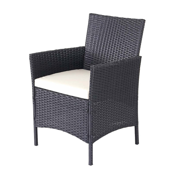 Gartensitzgruppe Rattan Lounge 7tlg. schwarz mit Kissen creme