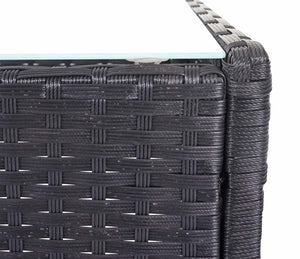 Gartensitzgruppe Rattan Lounge 7tlg. schwarz mit Kissen creme