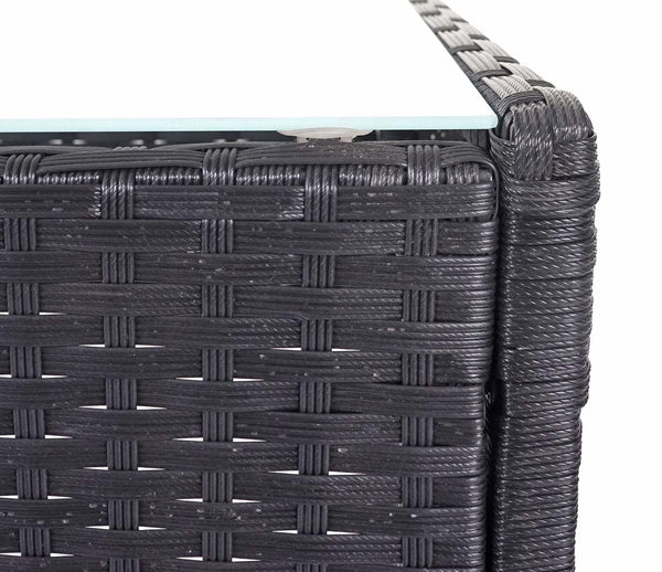 Gartensitzgruppe Rattan Lounge 7tlg. schwarz mit Kissen creme