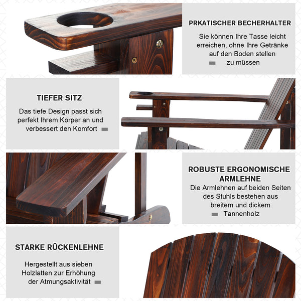 Gartenstuhl Adirondack Massivholz geflammt