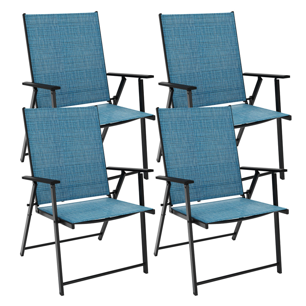 Set di 4 sedie da giardino REA, turchese/nero