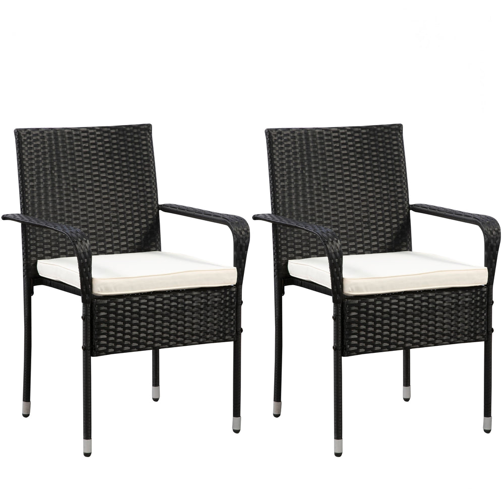 Chaises MALAGA en rotin noir, lot de 2