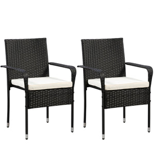 Rattanstühle MALAGA schwarz im 2er Set