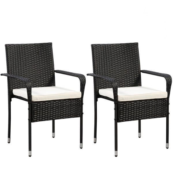 Rattanstühle MALAGA schwarz im 2er Set