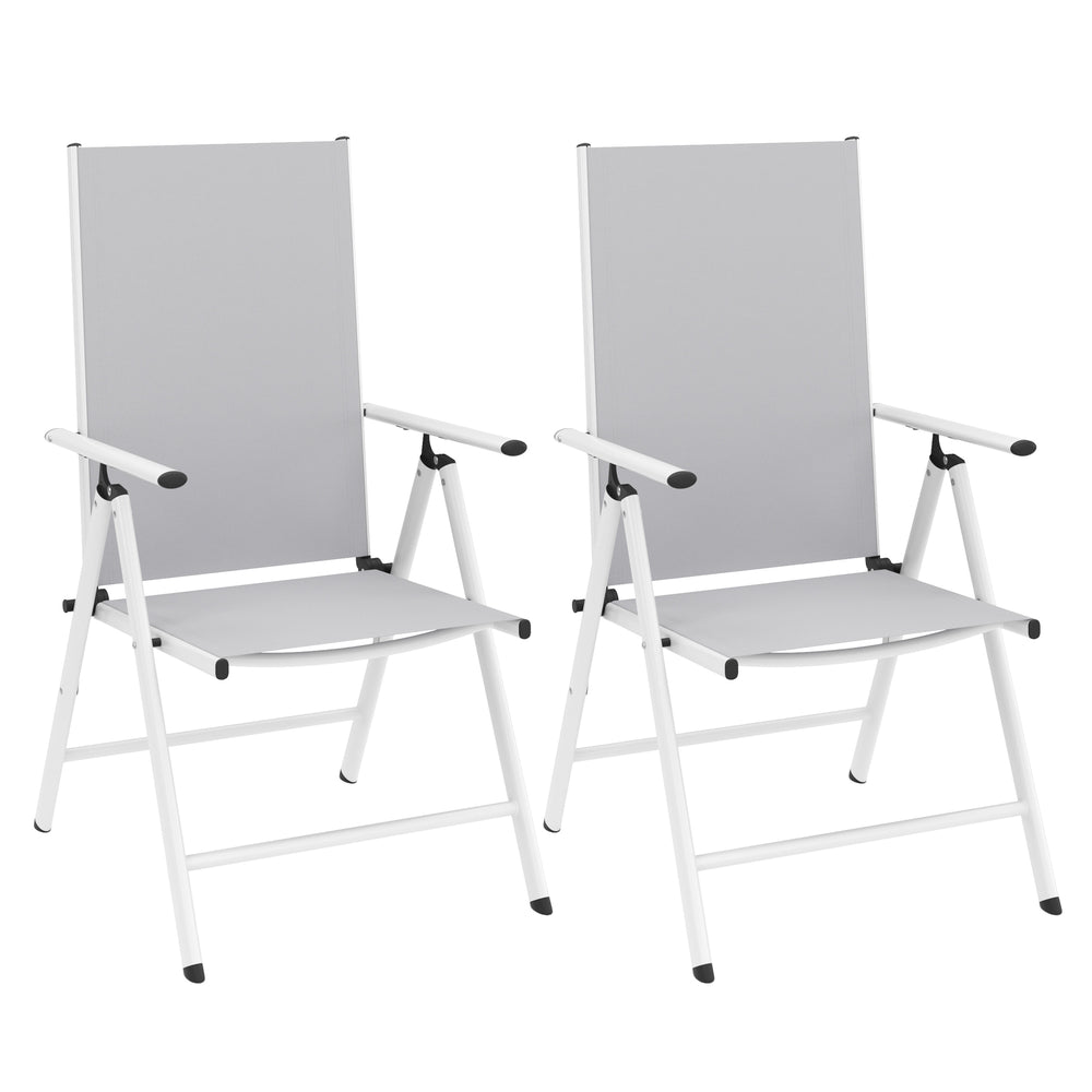 Sedia da giardino WILMA, set da 2, grigio/bianco