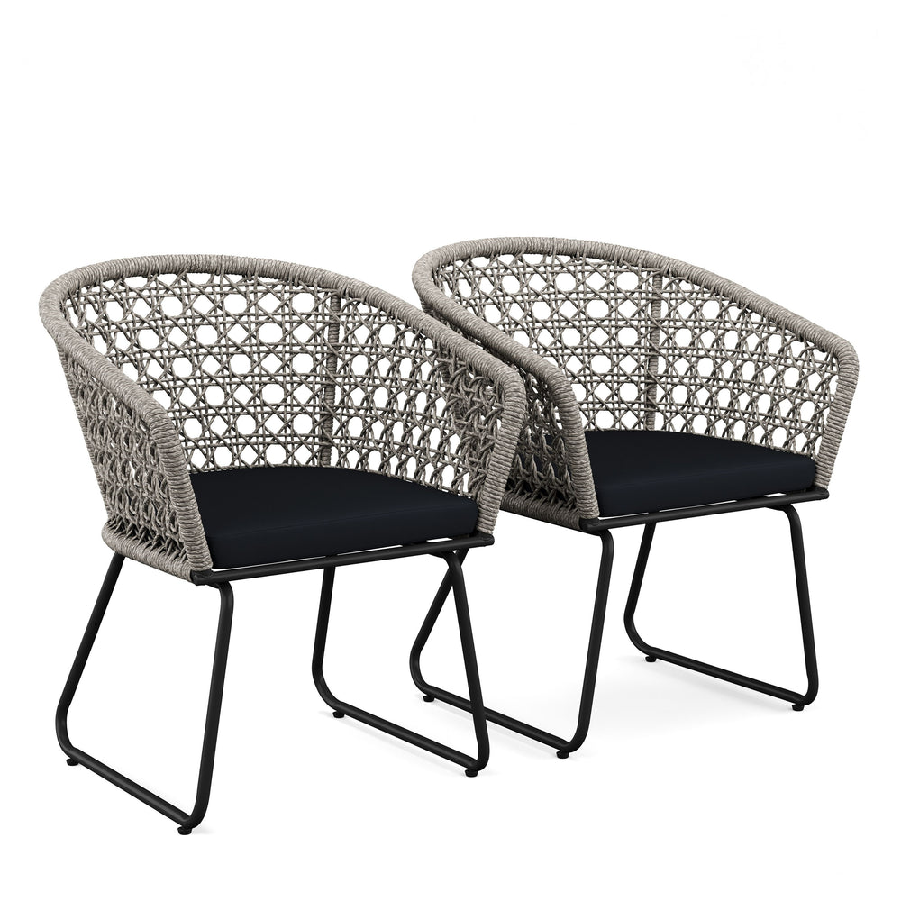 Sedia da giardino ÄGINA, set da 2, grigio/nero