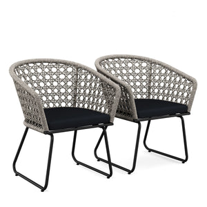 Gartenstuhl ÄGINA 2er Set grau/schwarz