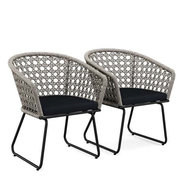 Gartenstuhl ÄGINA 2er Set grau/schwarz