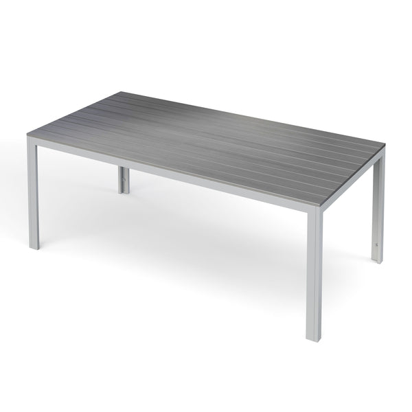 Tisch 200 cm + 2 Stühle + 2 Bänke, grau