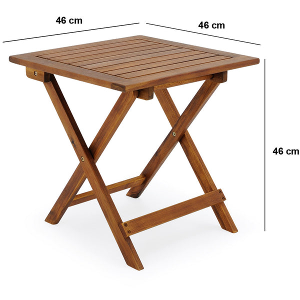 Gartentisch aus geöltem Akazienholz 46 cm x 46 cm braun