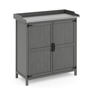 Pflanztisch mit Unterschrank Holz 92 x 96 cm grau