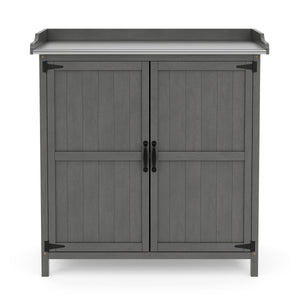Pflanztisch mit Unterschrank Holz 92 x 96 cm grau