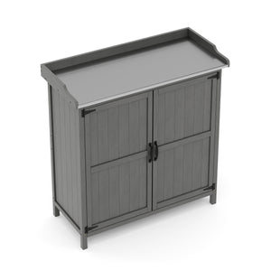 Pflanztisch mit Unterschrank Holz 92 x 96 cm grau