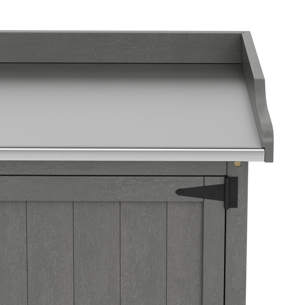 Pflanztisch mit Unterschrank Holz 92 x 96 cm grau