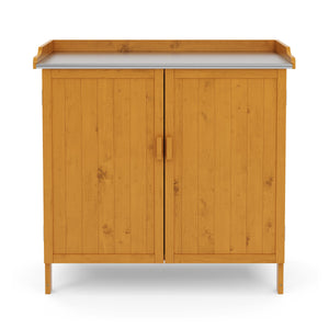 Pflanztisch mit Unterschrank Holz 98 x 95 cm natur