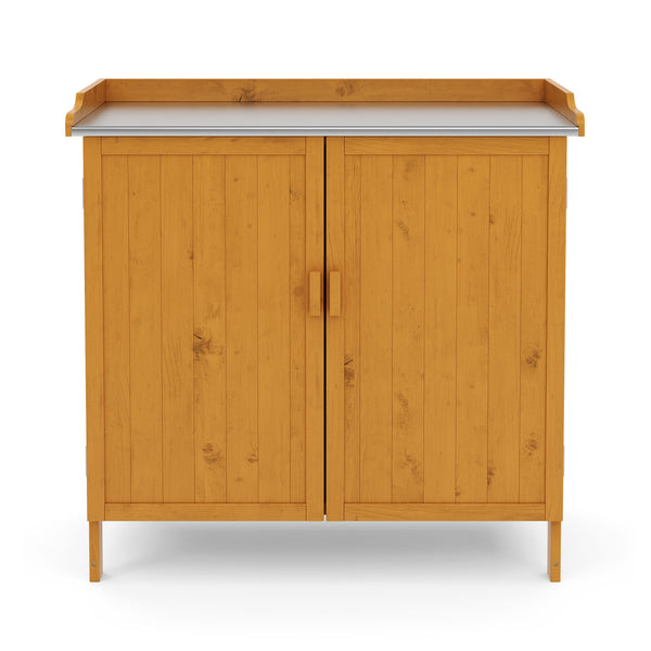 Pflanztisch mit Unterschrank Holz 98 x 95 cm natur