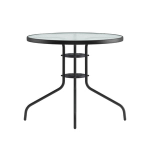 Gartentisch rund 80 cm schwarz