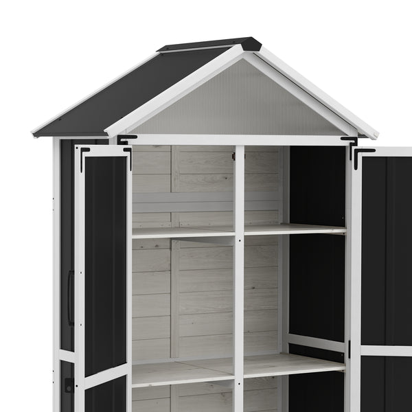 Gerätehaus 102 x 52 x 169 cm schwarz/weiss
