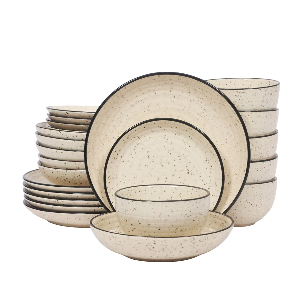 Geschirr-Set Steingut 24-teilig beige