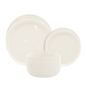 Geschirr-Set Porzellan 12-teilig weiss