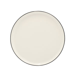Geschirr-Set Porzellan 12-teilig cremeweiss/schwarz