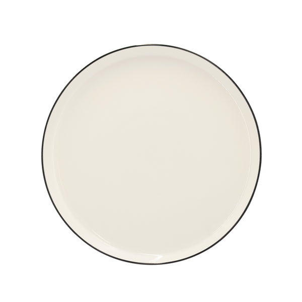 Geschirr-Set Porzellan 12-teilig cremeweiss/schwarz