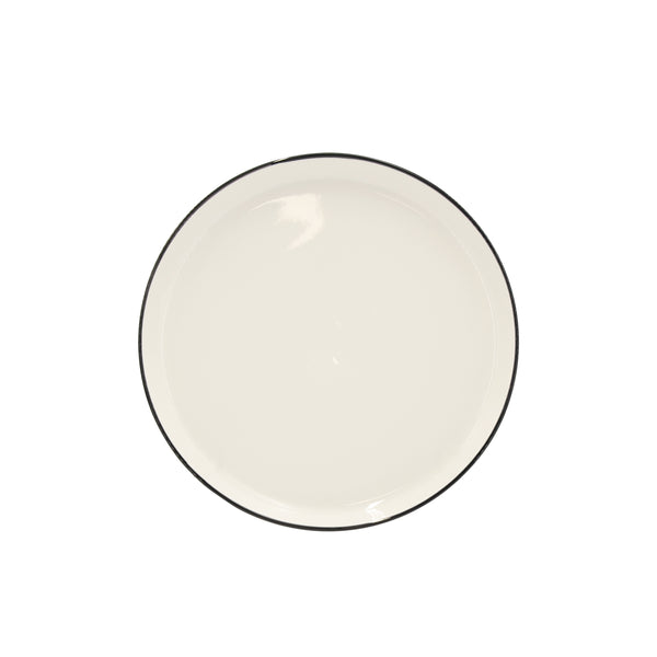 Geschirr-Set Porzellan 12-teilig cremeweiss/schwarz