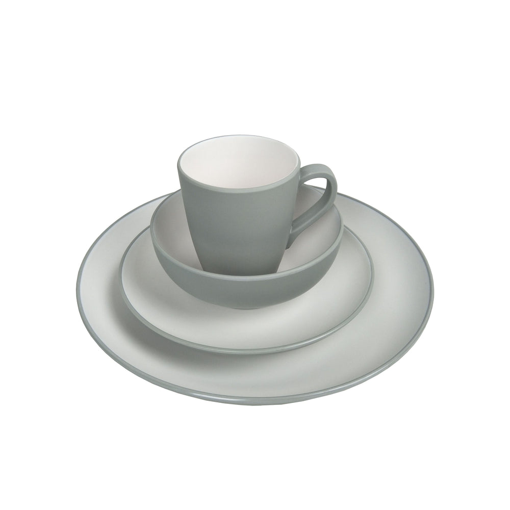 Service de table en mélamine, 16 pièces, gris