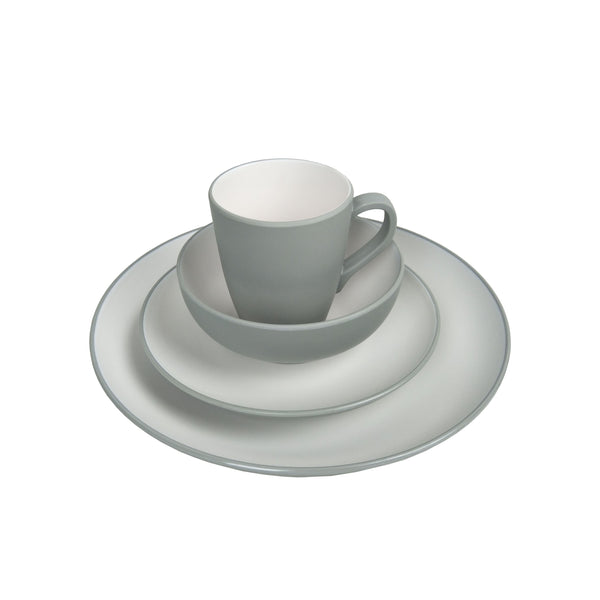 Set di stoviglie in melamina, 16 pezzi, grigio