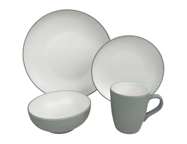 Set di stoviglie in melamina, 16 pezzi, grigio