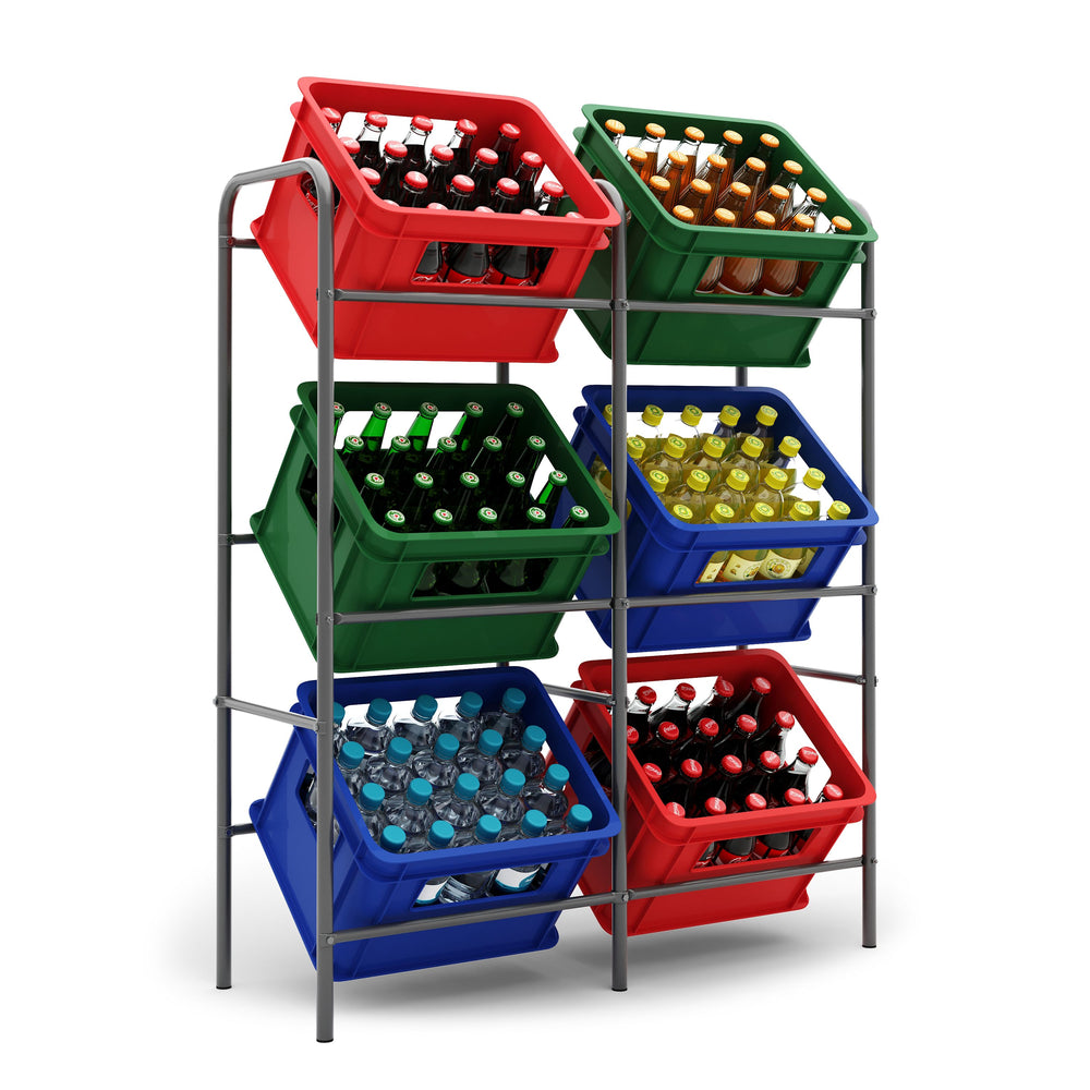 Beverage crate rack for 6 crates