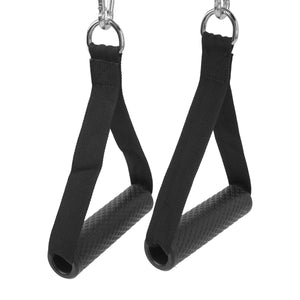 Cable pull handle including carabiner, set of 2, black