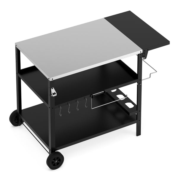 Grill Beistelltisch 127 x 64 x 84 cm schwarz