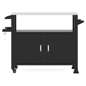 Grill Beistellltisch 2-türig schwarz