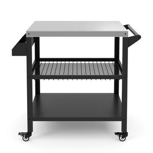 Grill Beistelltisch auf Rollen 99 x 62 x 87 cm schwarz/silber