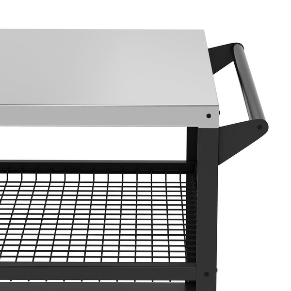 Grill Beistelltisch auf Rollen 99 x 62 x 87 cm schwarz/silber