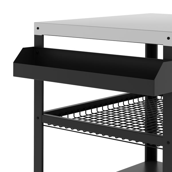 Grill Beistelltisch auf Rollen 99 x 62 x 87 cm schwarz/silber