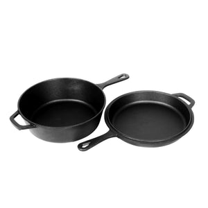 Ensemble de poêles en fonte 2 en 1, 2 pièces