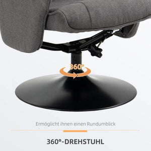 Relaxsessel mit Fusshocker verstellbare Rückenlehne Schaumstoff Dunkelgrau