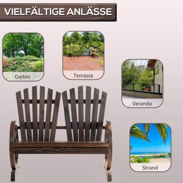 Gartenbank 2-Sitzer Rustikal Dunkelbraun