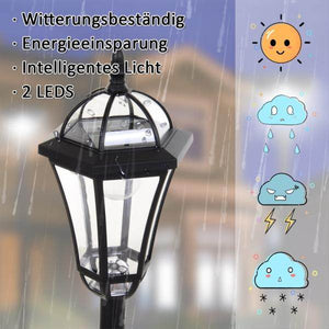 Gartenleuchte Solar Gartenlaterne 2er Set LED 6-8 Stdn. Edelstahl H129cm
