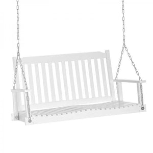 Gartenschaukel für 2 Personen Schaukelbank Hängebank Massivholz Patio Terrasse Hinterhof Weiss