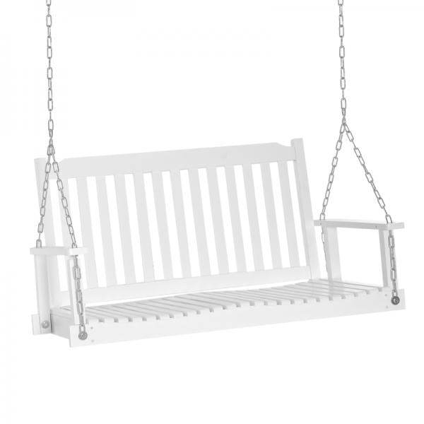 Gartenschaukel für 2 Personen Schaukelbank Hängebank Massivholz Patio Terrasse Hinterhof Weiss