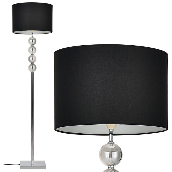Stehlampe Spheridern 1x E27 Ø37.5 x 155cm Chrom/Schwarz