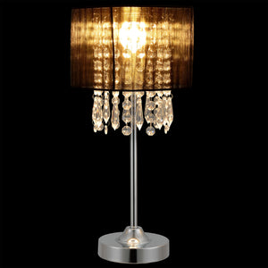 Tischlampe Schwarz 40cmxØ20cm Tischlampe Kristall Textil Lampe