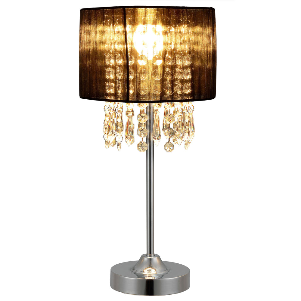 Lampada da tavolo nera 40cmxØ20cm lampada da tavolo in cristallo lampada tessile