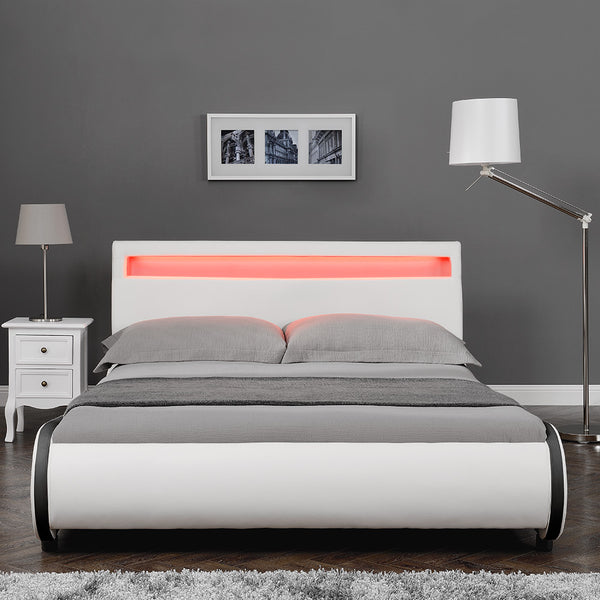 Kunstlederbett Valencia Kunstleder LED RGB Beleuchtung 180x200cm