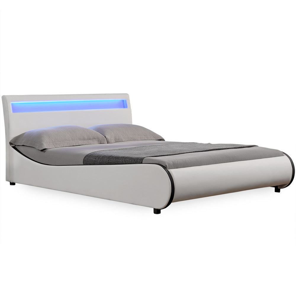 Letto Valencia in similpelle con illuminazione LED RGB, 140x200cm
