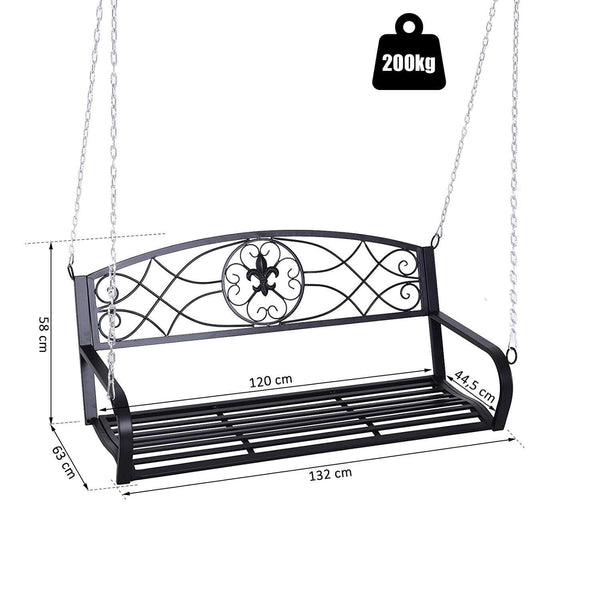 Hängebank Gartenschaukel Schaukelbank 2-Sitzer mit Ketten Metall