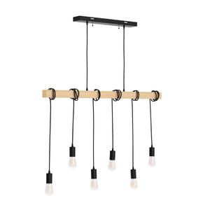 Lampada a sospensione WOODY 6 lampade nero/naturale